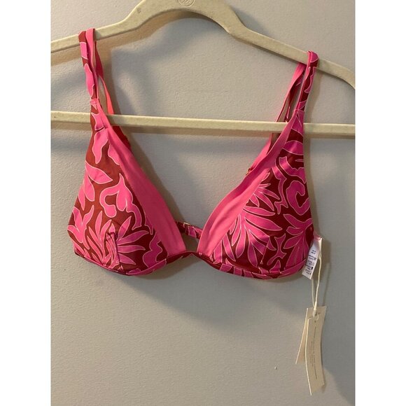 L*Space Printed Seamless Finneas Bikini Top - Tiki Tiki pink size large - Picture 2 of 5